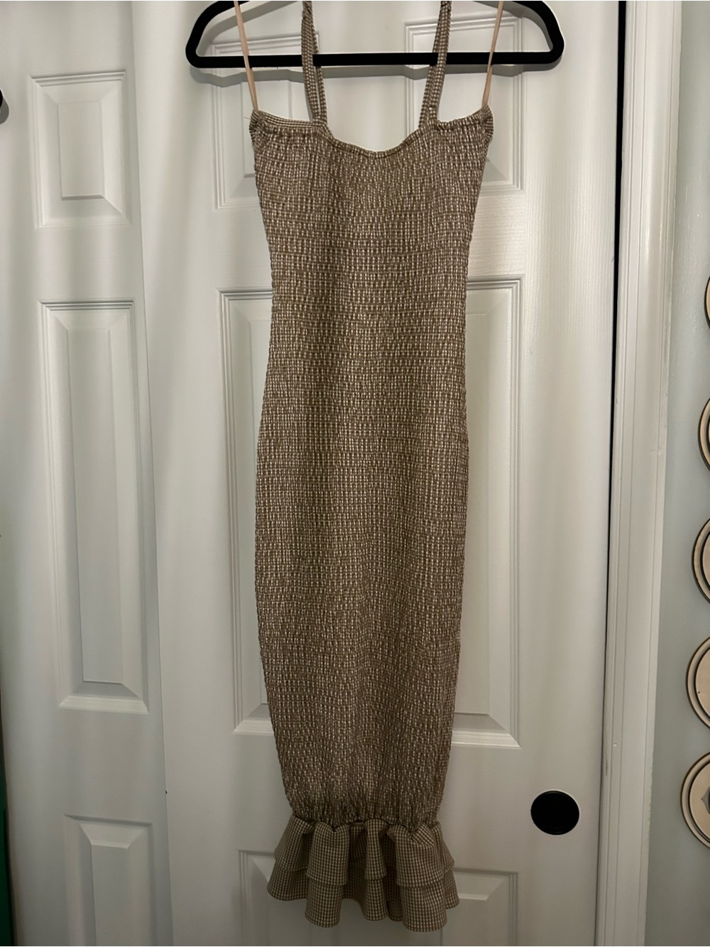 PinkBlush Gingham Print Smocked Maternity Midi Dress - Picture 6 of 6